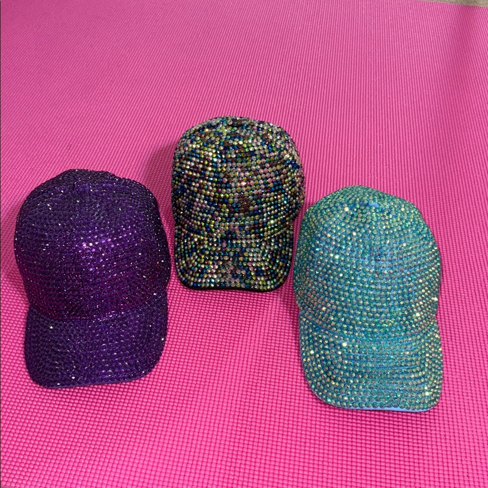 3 Sparkling Multicolor Rhinestone Caps
